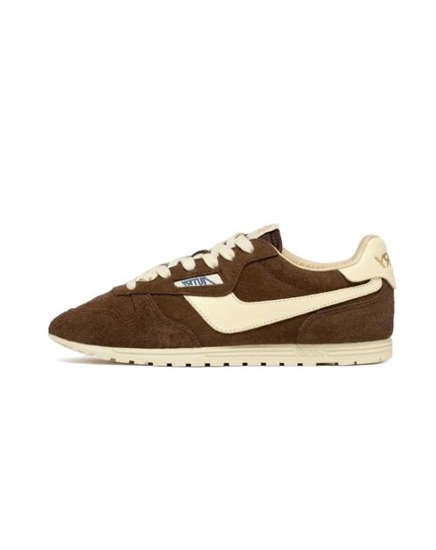 Low-Top-Sneaker Windspin aus Veloursleder in Braun/Ecru