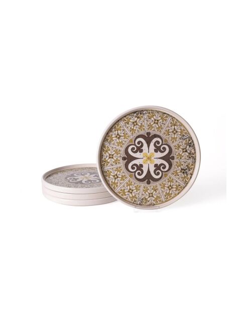 Lot de 4 assiettes plates en faïence crème - 27 cm