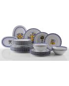 Service de table en porcelaine multicolore- 26 pièces