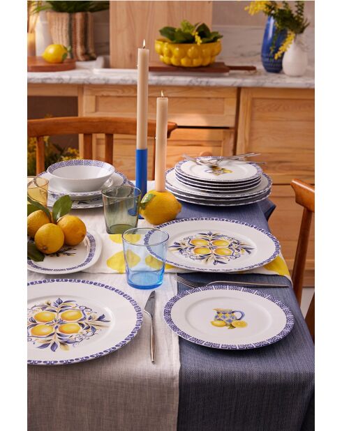 Service de table en porcelaine multicolore- 26 pièces