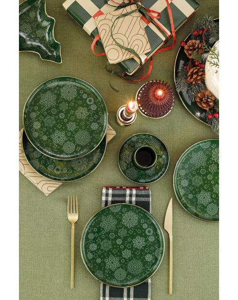 Set di 4 piatti da torta in porcellana verde - 19 cm