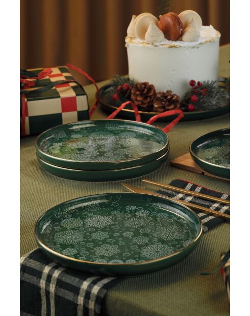 Set de 4 platos de tarta de porcelana verde - 19 cm