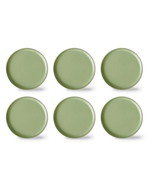 Set di 6 piatti in terracotta verde foresta REED - 26 x 26 x 2,5 cm