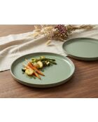 Lot de 6 assiettes REED en faïence vert forêt - 26 x 26 x 2.5 cm