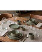 Lot de 6 assiettes REED en faïence vert forêt - 26 x 26 x 2.5 cm