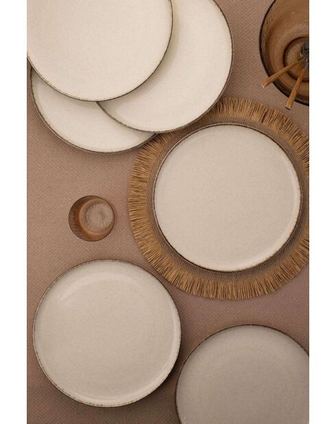 Lot de 6 assiettes plates en porcelaine cannelle - 27 cm