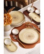 Set da colazione in porcellana con motivo mandala marrone - 14 pezzi