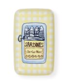 Piatto da portata in ceramica con design a lattina di sardine multicolore - 31 x 20 x 1 cm