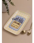 Piatto da portata in ceramica con design a lattina di sardine multicolore - 31 x 20 x 1 cm