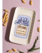 Piatto da portata in ceramica con design a lattina di sardine multicolore - 31 x 20 x 1 cm