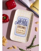 Piatto da portata in ceramica con design a lattina di sardine multicolore - 31 x 20 x 1 cm