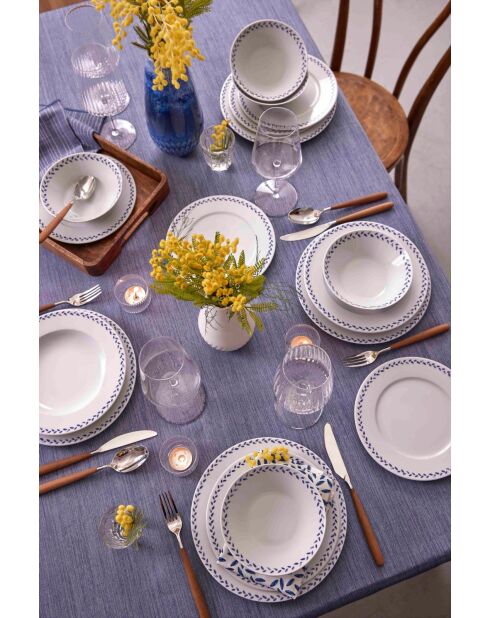 Set de vajilla de porcelana azul - 24 piezas