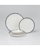 Set de vajilla Bone China de porcelana blanca/negra, 24 piezas