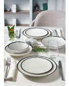 Set de vajilla Bone China de porcelana blanca/negra, 24 piezas