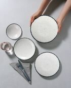 Set de vajilla Bone China de porcelana blanca/negra, 24 piezas