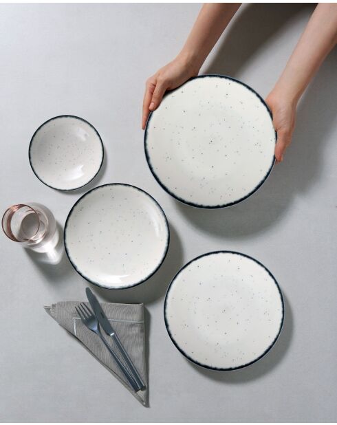Set de vajilla Bone China de porcelana blanca/negra, 24 piezas