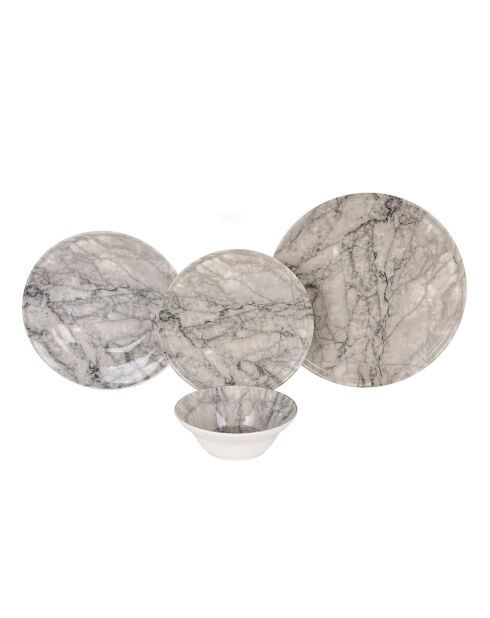 Set de vajilla Vein de gres cerámico negro, 24 piezas