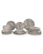 Set de vajilla Vein de gres cerámico negro, 24 piezas