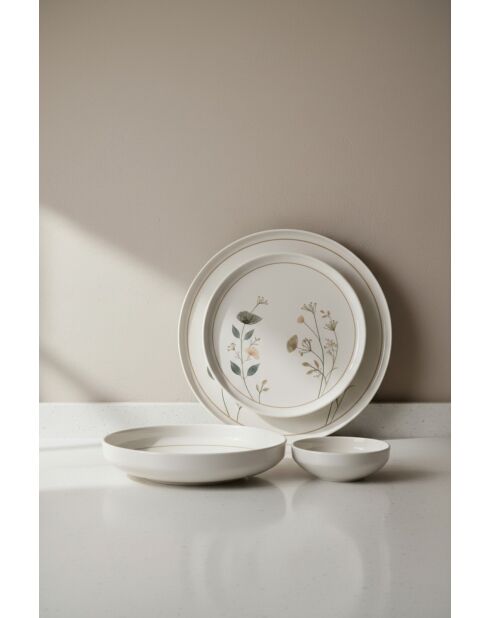 Set de vajilla de porcelana blanca - 24 piezas
