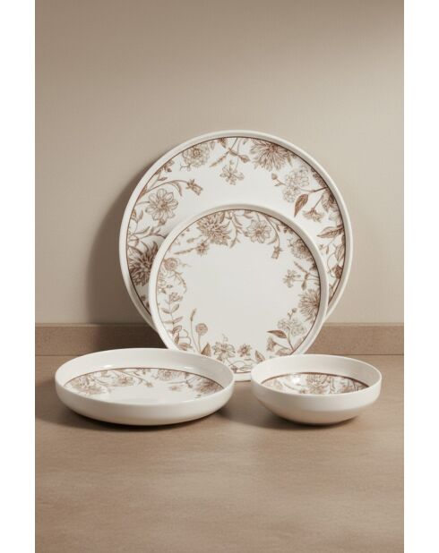 Servizio da tavola in porcellana marrone - 24 pezzi