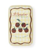 Piatto da portata in ceramica con motivo a pomodori marroni e gialli - 31 x 20 x 1 cm