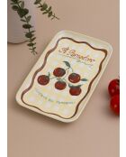 Piatto da portata in ceramica con motivo a pomodori marroni e gialli - 31 x 20 x 1 cm