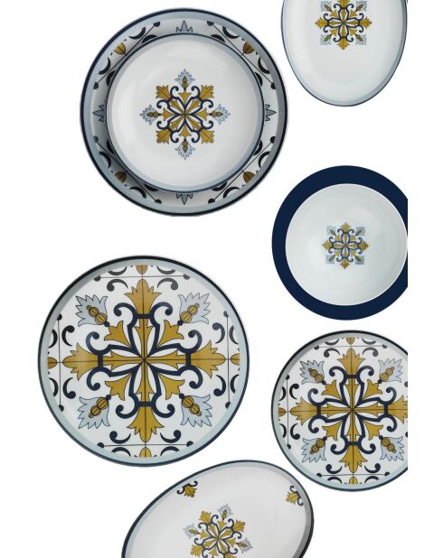 Set de vajilla de porcelana multicolor Bone China, 26 piezas