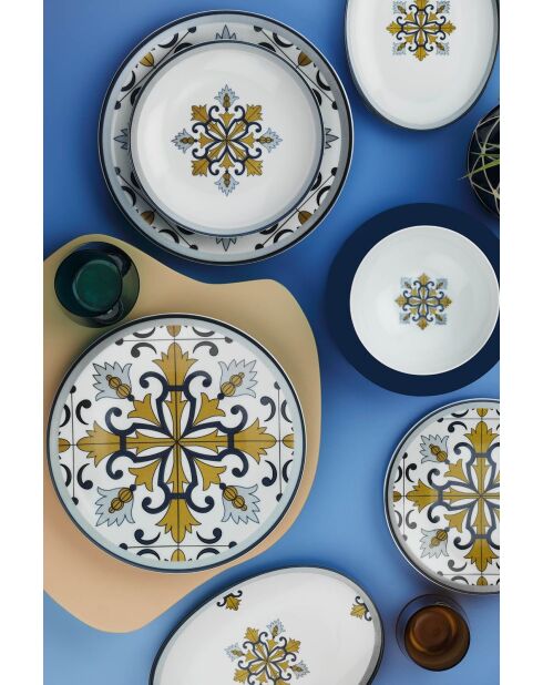 Set de vajilla de porcelana multicolor Bone China, 26 piezas