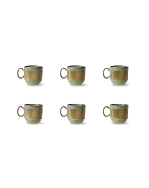 Set di 6 tazze in terracotta verde foresta REED - 20 cl