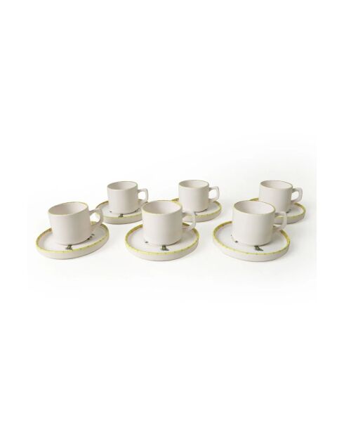 Set da tè in terracotta bianca - 12 pezzi