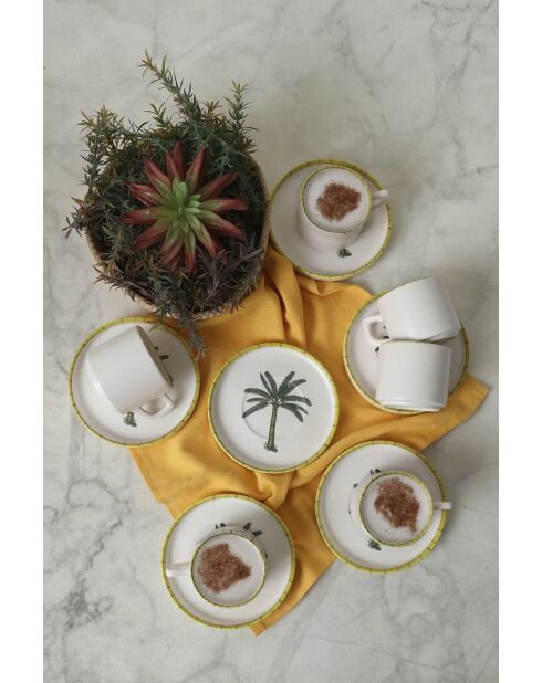 Set da tè in terracotta bianca - 12 pezzi