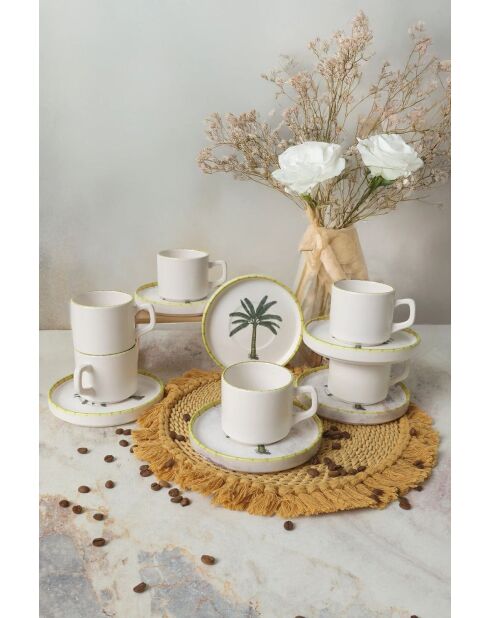 Set da tè in terracotta bianca - 12 pezzi