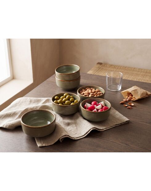 Set di 6 ciotole in terracotta verde foresta REED - 25 cl