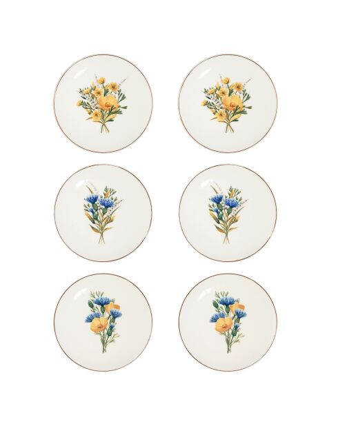 Set di 6 piatti da dessert in porcellana Lily multicolore - 20 x 20 cm