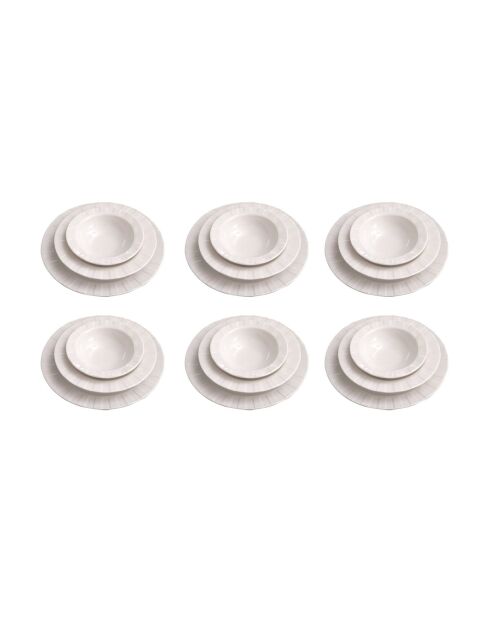 Set de vajilla de porcelana blanca Zumrut - 18 piezas