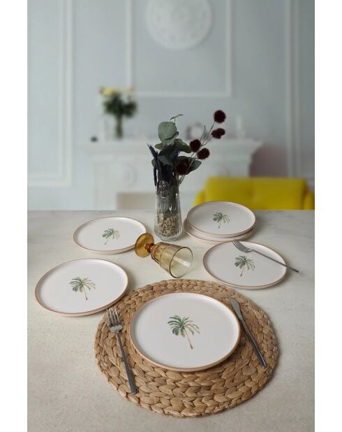 Set di 6 piatti da dessert in terracotta bianca opaca - 22 cm
