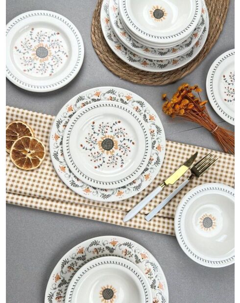 Servizio da tavola in porcellana multicolor Sunflower - 24 pezzi