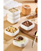 Set di 6 ciotole in ceramica bianca - 11 x 11 x 5 cm
