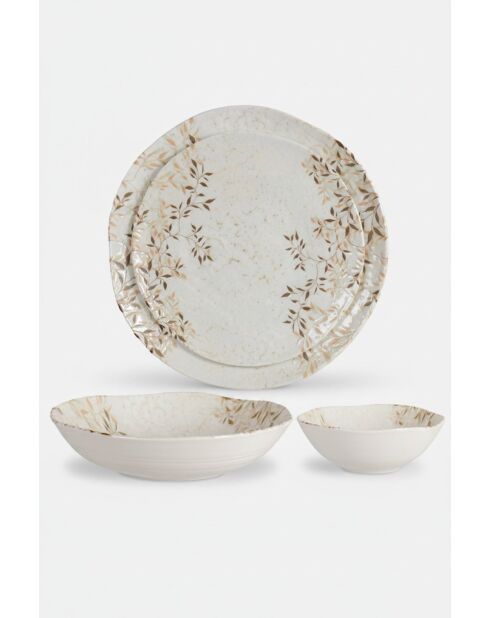 Set de vajilla de porcelana dorada - 24 piezas