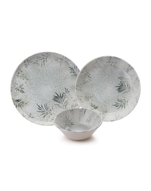 Set de vajilla de porcelana blanca/antracita - 12 piezas