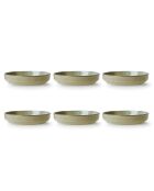 Lot de 6 assiettes creuses REED en faïence vert forêt - 22.5 x 22.5 x 4.5 cm