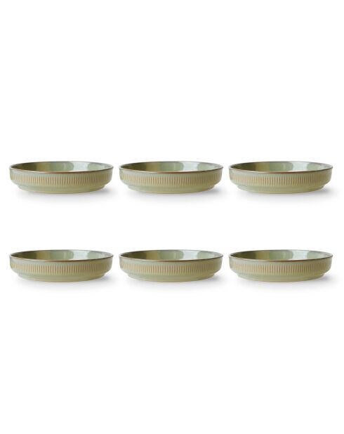 Set di 6 piatti da minestra REED in terracotta verde foresta - 22,5 x 22,5 x 4,5 cm