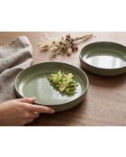 Lot de 6 assiettes creuses REED en faïence vert forêt - 22.5 x 22.5 x 4.5 cm