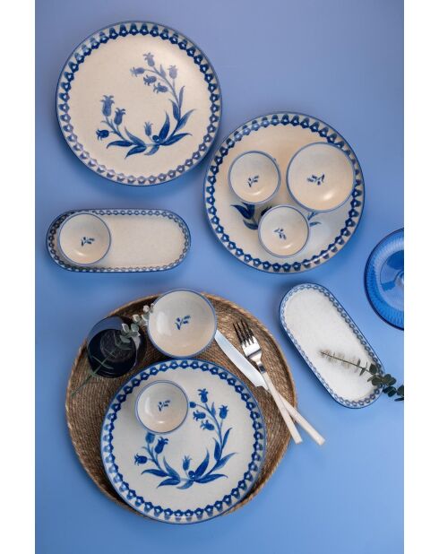 Set da colazione in porcellana crema/blu - 14 pezzi