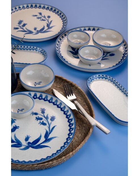 Set da colazione in porcellana crema/blu - 14 pezzi