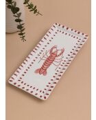 Piatto da portata in ceramica con motivo aragosta multicolore - 35 x 16 x 1 cm