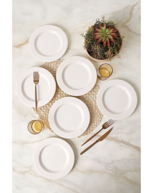 Lot de 6 assiettes à dessert en faïence blanches - 22 cm