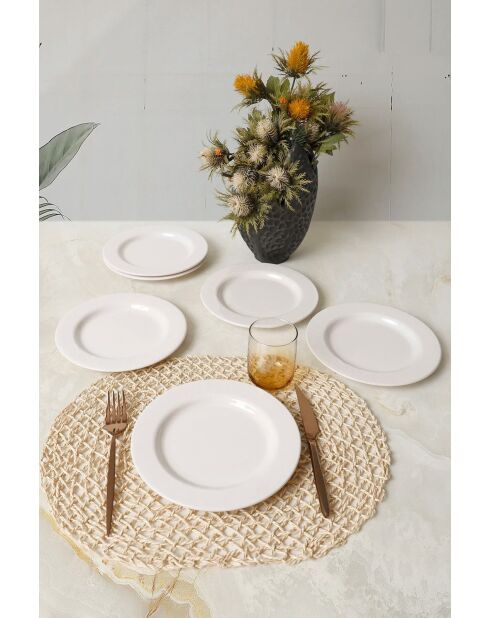 Set di 6 piatti da dessert in terracotta bianca - 22 cm
