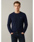 Pull col rond en laine Vincent bleu marine