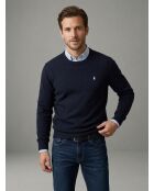 Pull col rond en laine Vincent bleu marine